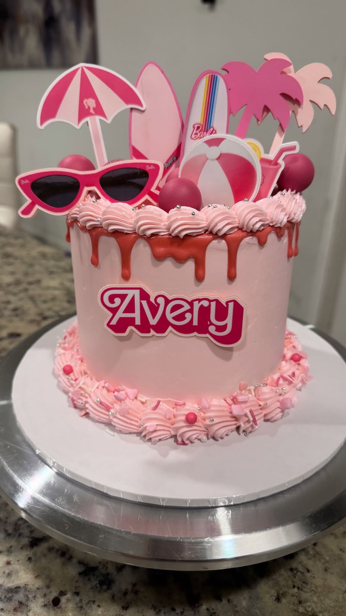 Custom pink Barbie birthday cake