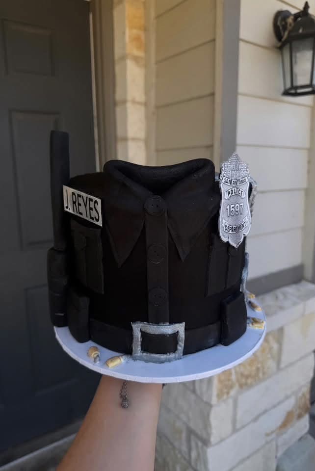 Police uniform themed cake